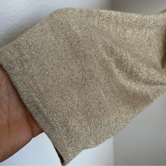 Ann Taylor Petite Merino Wool Blend Metallic Bell Sleeve V Neck Top Small Petite - Picture 3 of 5